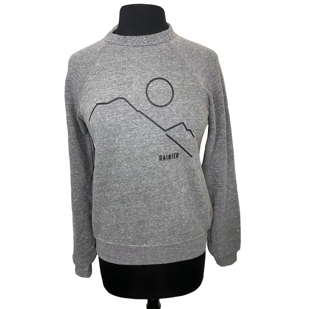 Sweet Pea & Boy Crewneck Sweatshirt XS Gray Mt. Rainier Graphic Pullover 2136